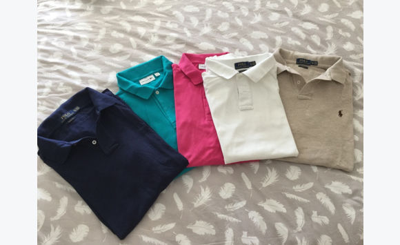 Man lacoste and ralph lauren polos 