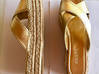 Photo de l'annonce Prada Gold Leather Platform Espadrille Sandals Saint Barthélemy #1